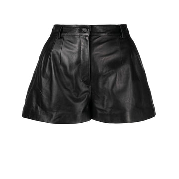 Womens Black Real Leather Shorts – High Waisted Casual