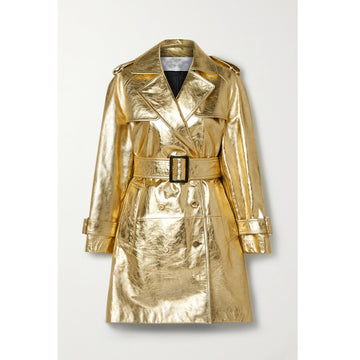 Womens Metallic Leather Coat