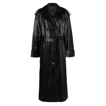 Women Wearing leather trench coat womens