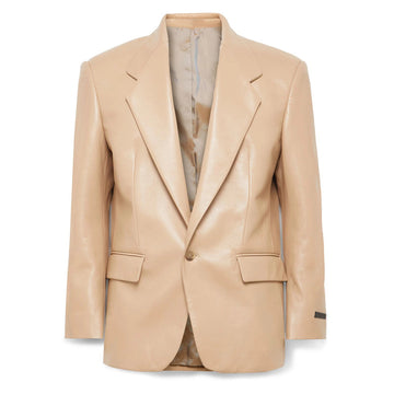 Men’s beige leather blazer – classic tailored fit front.