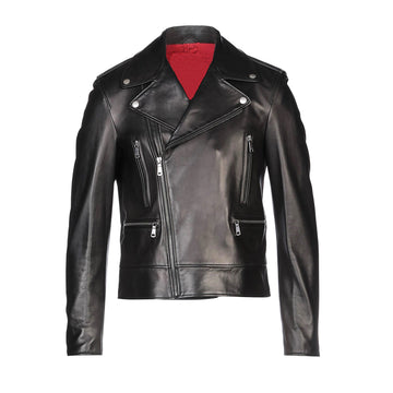Men Wearing Mens Real Leather Biker Jacket
