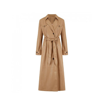 Tan Leather Coat Womens Long
