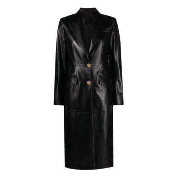 Women Wearing womens black leather coat