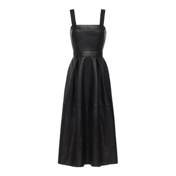 Women Wearing Womens Black Leather Dress