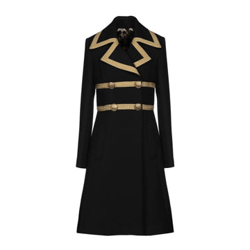 Women’s Black Military Coat – Gold-Embellished Wool Jacket with a Tailored Fit and Regal Button Detailing for a Sophisticated Look.