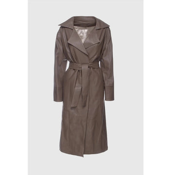 Women Wearing womens leather trench coat