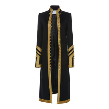 Women’s Military Tailcoat Jacket – Vintage Steampunk Coat with a Fitted Silhouette, High Collar, and Statement Button Detailing.