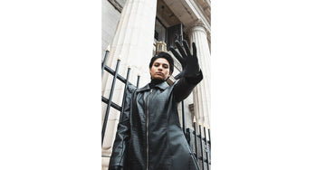 Trending Men’s Black Croc-Embossed Leather Coat