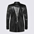 Men’s black leather blazer – croc texture back.