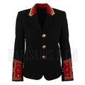 Men’s Black Wool Military Jacket – Gold Button Blazer Front View