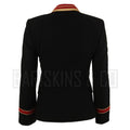 Black Wool Military Blazer for Men – Gold Button Double-Breasted Style