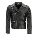 Men’s classic black leather biker jacket – real lambskin fit front view