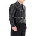 Real lambskin leather biker jacket men – side angle showing slim fit