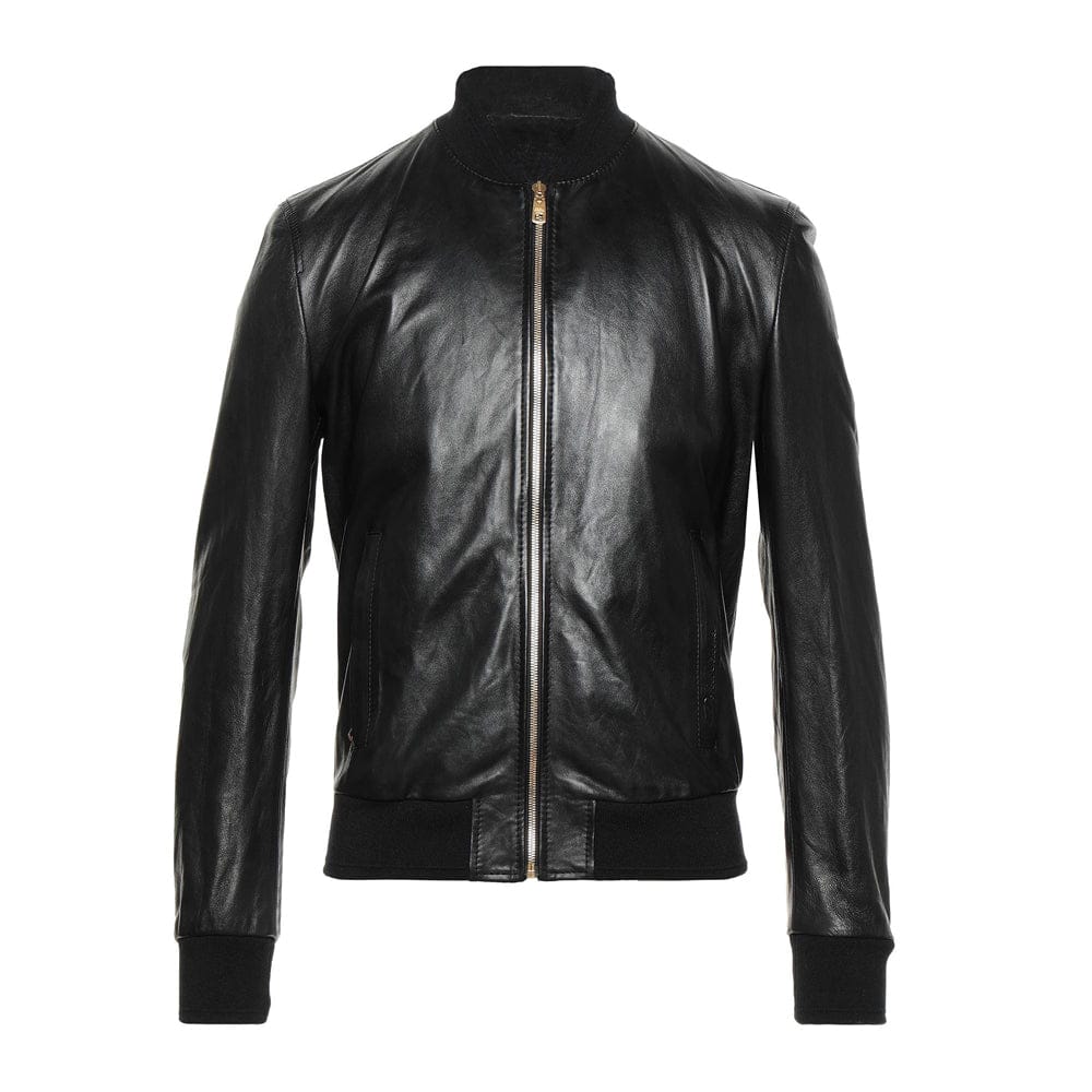 Men’s Luxury Leather Bomber Jacket – Everyday Wear front view