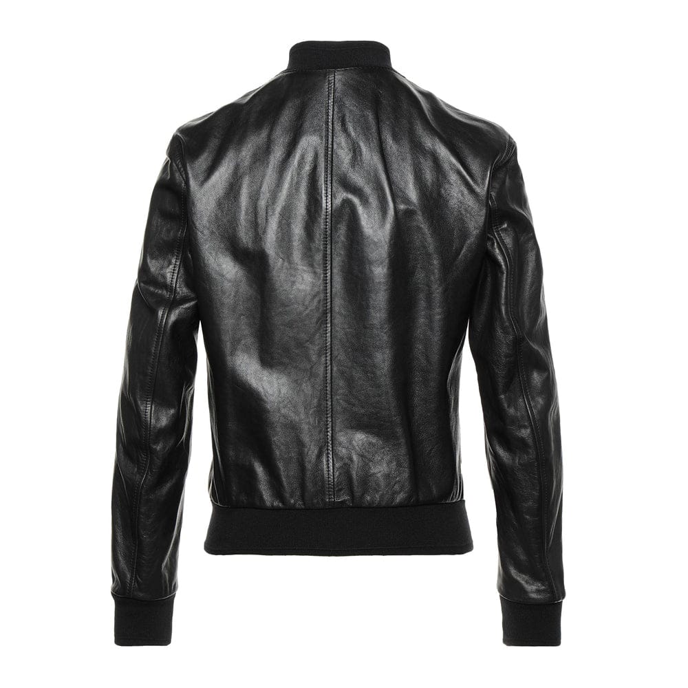 Men’s Luxury Leather Bomber Jacket – Everyday Wear front view