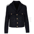 Men’s Luxury Military Leather Jacket – Black Gold Edition Front View