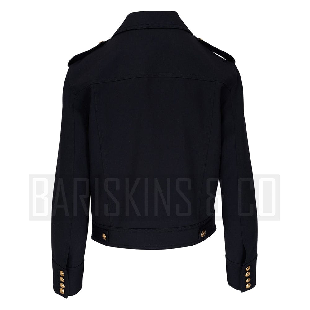 Men’s Luxury Military Leather Jacket – Black Gold Edition Front View
