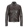 Men’s real leather jacket distressed brown vintage style front view