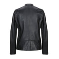 Real lambskin moto jacket men black – quilted shoulders detail