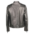 Black leather motorcycle jacket men – back view with ergonomic stitching