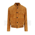Real suede bomber jacket for men – camel brown leather fit front view