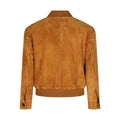 Camel brown suede leather bomber jacket for men featuring real suede material and timeless style