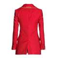 Back view of Red Military Jacket – Trendy Slim Fit Army Style showcasing structured seams, form-fitting cut, and clean lines with subtle military-inspired detailing.