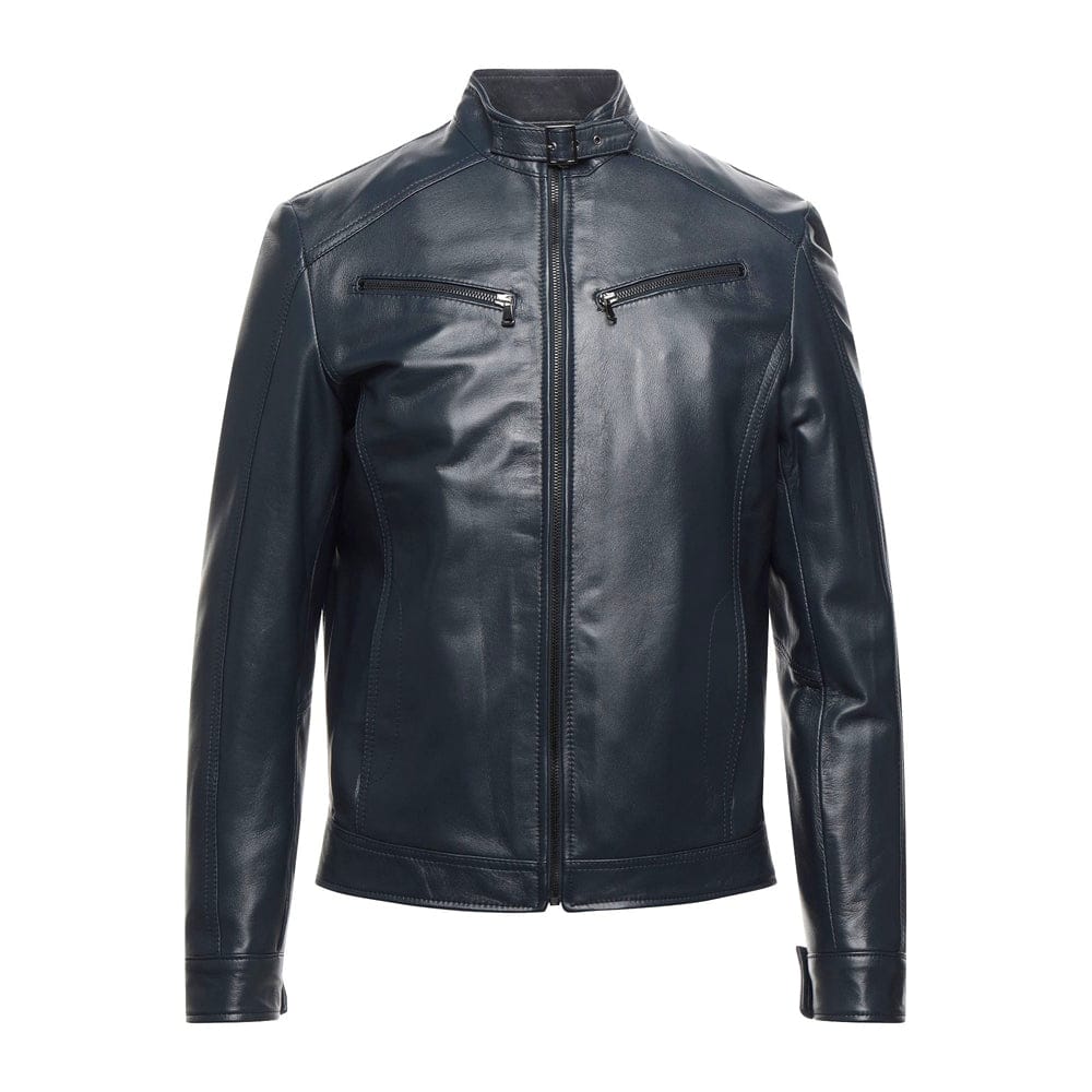 Slim Fit Men's Leather Jacket – Genuine Biker Outerwear front view