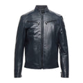 Slim Fit Men's Leather Jacket – Genuine Biker Outerwear front view