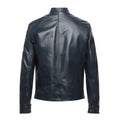 Back view of slim fit men’s leather jacket – genuine outerwear