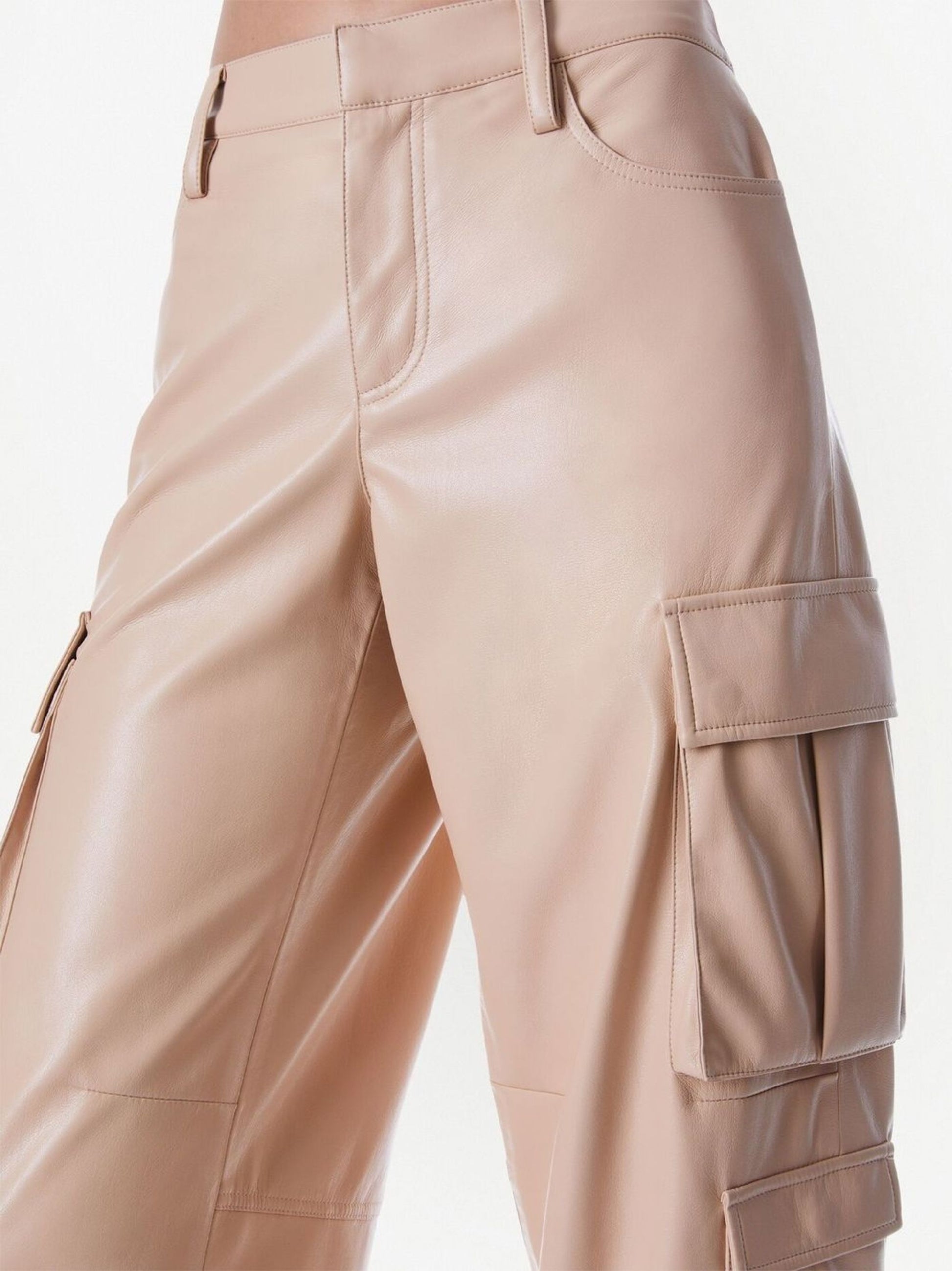 Real Leather Utility Pants for Women – Pocket Detail Shot.