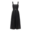 Women Wearing Womens Black Leather Dress