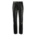 Women's Black Leather Skinny Pants - Front View Slim Fit.