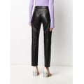 Women's Slim Fit Black Leather Pants - Back Pocket Design.