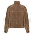 Women’s Brown Suede Jacket – Back View Classic Bomber Fit