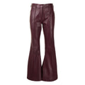 Front view of Womens Maroon Flared Leather Pants – Genuine Exotic Look