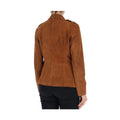 Real suede safari jacket for women – back view showing tailored fit