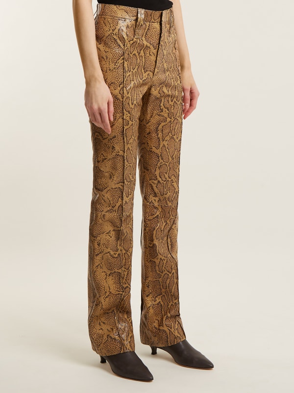 High Rise Womens Snakeskin Leather Pants – Slim Fit Front.