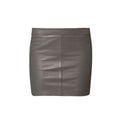 Womens Taupe Real Leather Mini Skirt – Front VieAw, Bodycon Fit.
